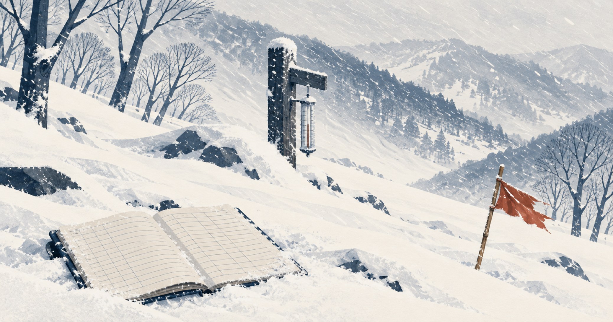 八甲田雪中行軍遭難事件を象徴する概念イラスト