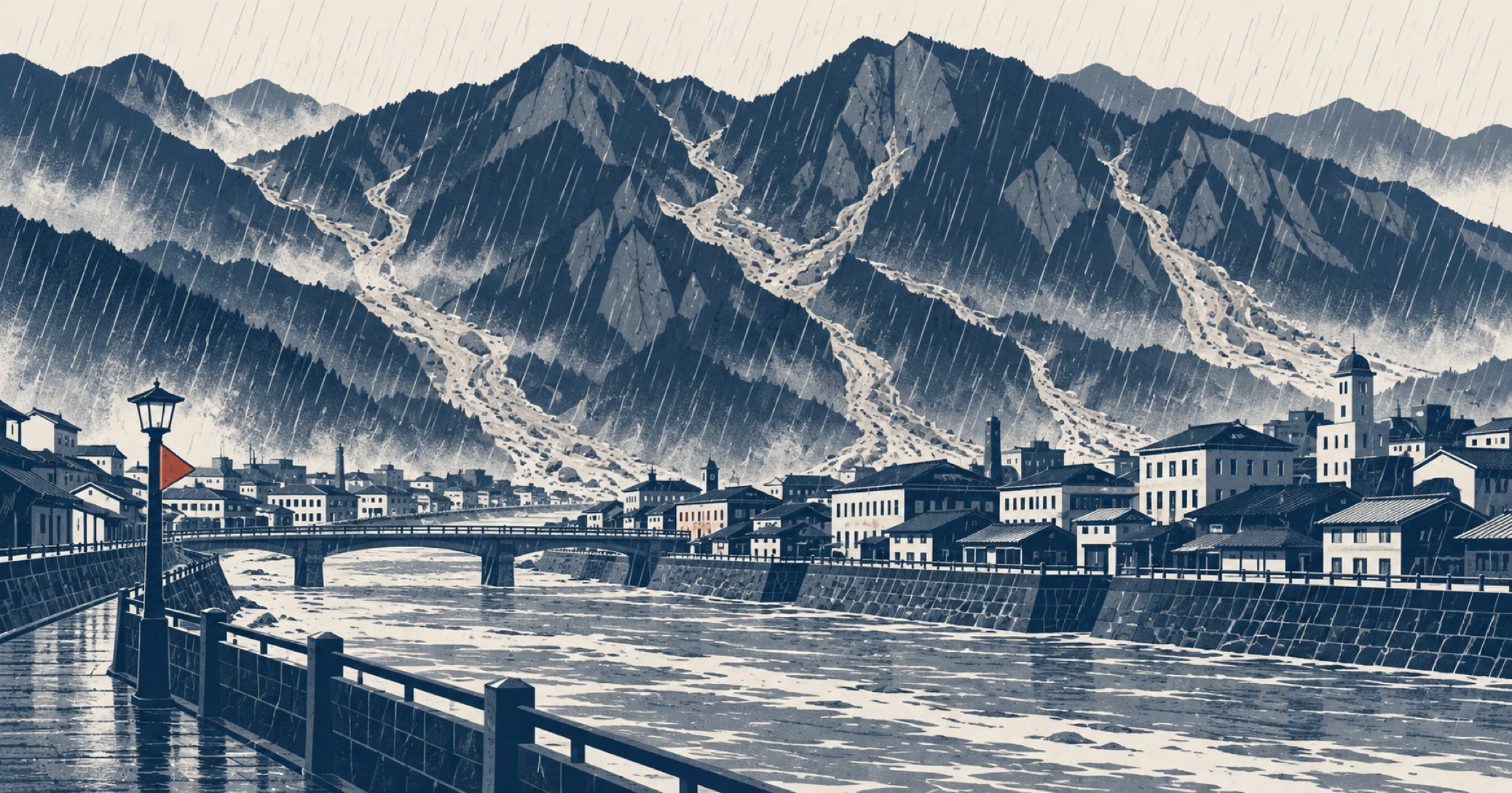 阪神大水害を象徴する概念イラスト