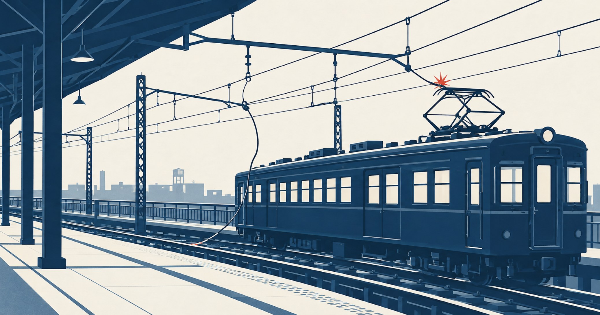国鉄桜木町電車火災事故を象徴する概念イラスト