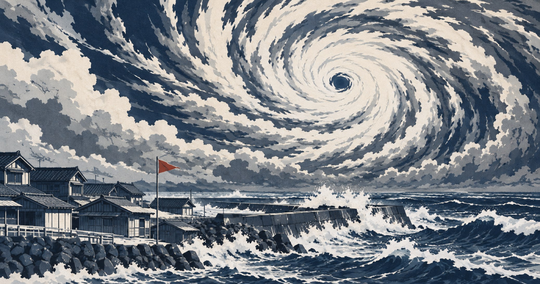 ルース台風を象徴する概念イラスト