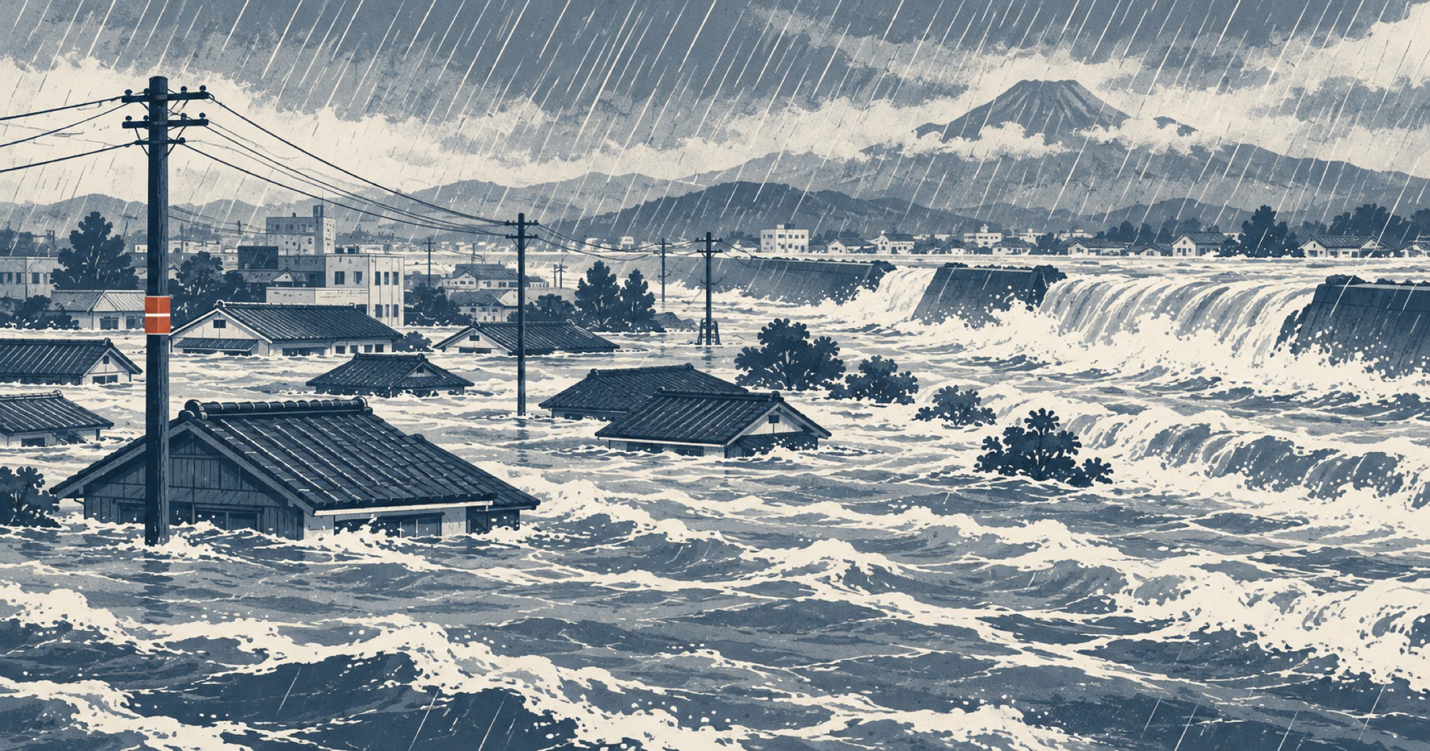 昭和28年西日本水害を象徴する概念イラスト