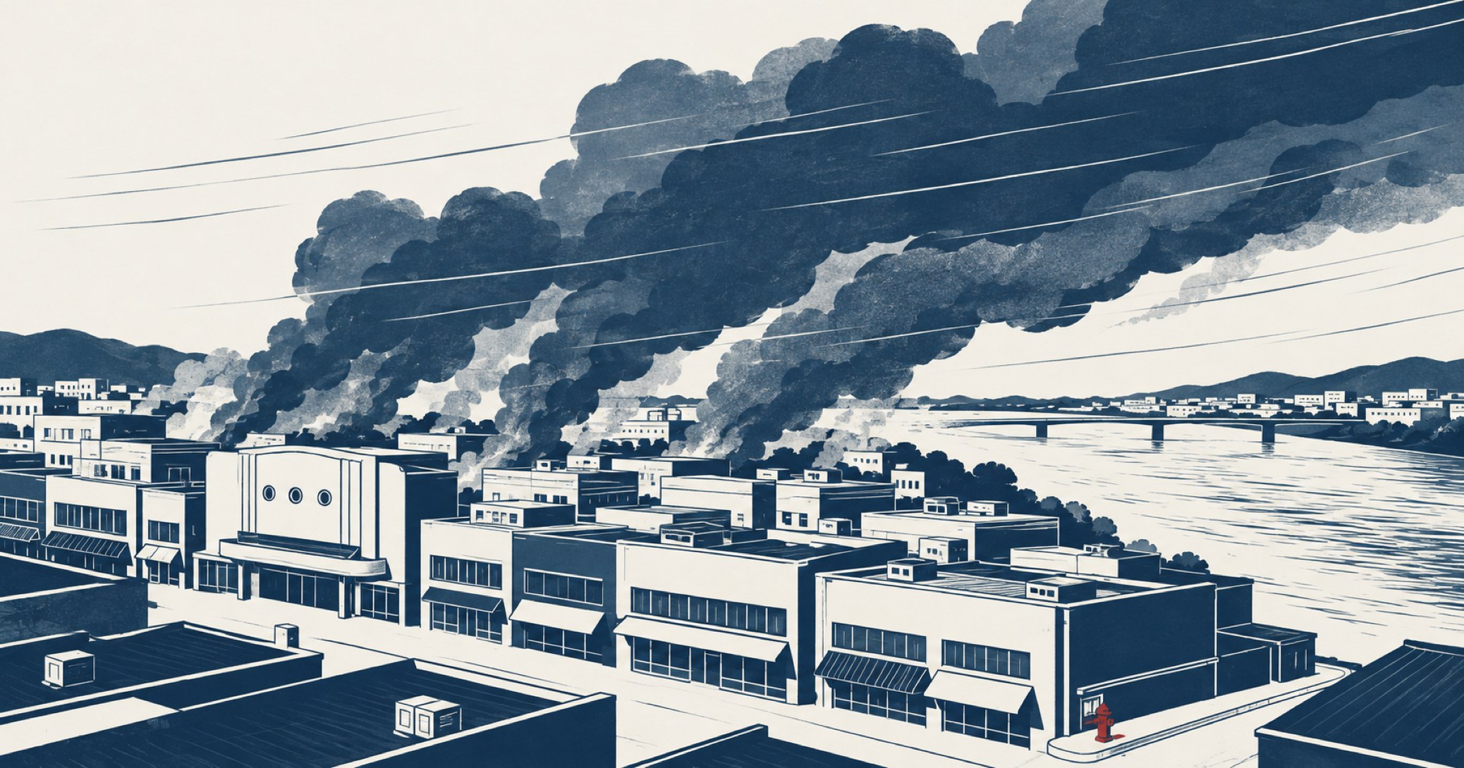 酒田大火を象徴する概念イラスト