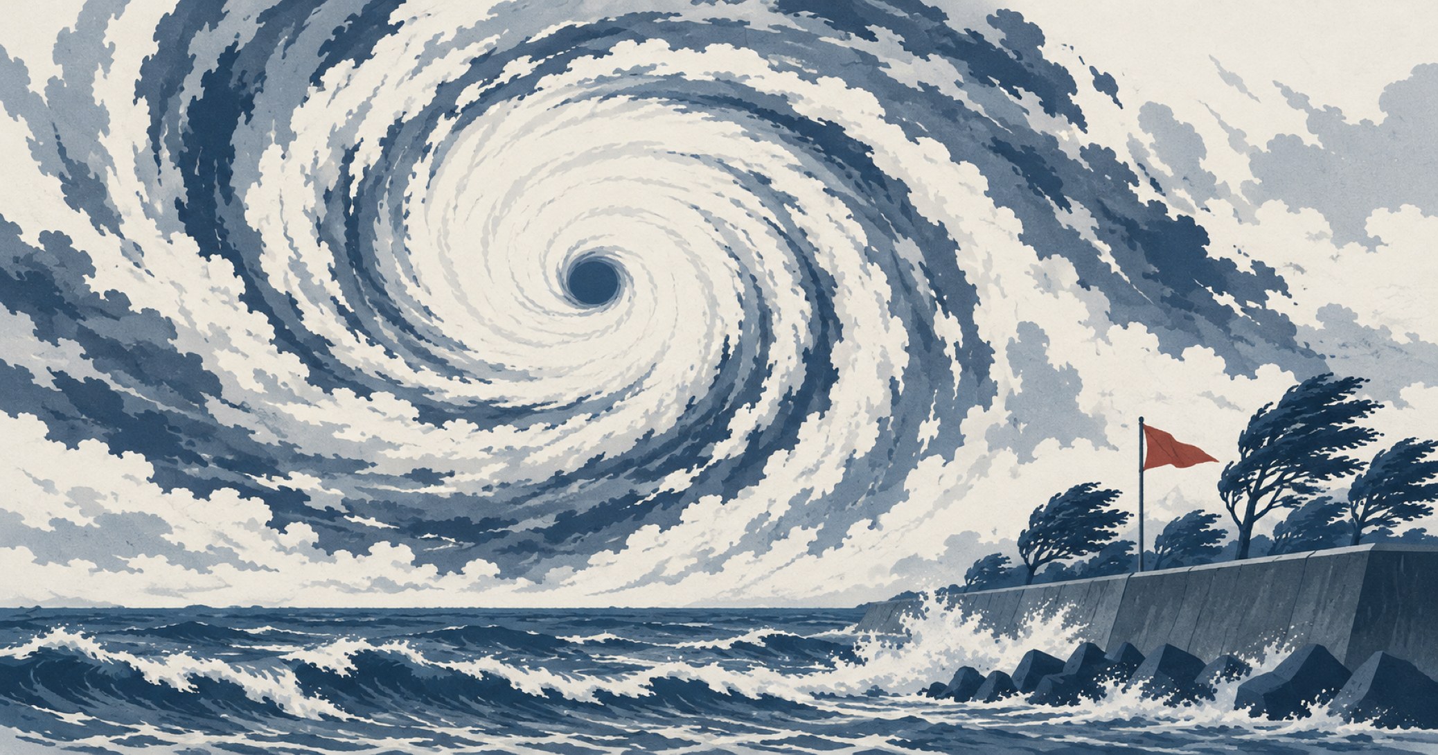 昭和54年台風20号を象徴する概念イラスト