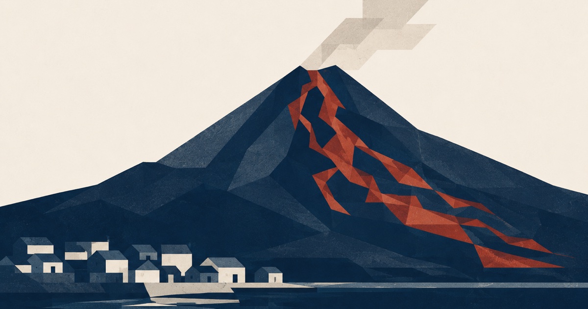 伊豆大島三原山噴火を象徴する概念イラスト