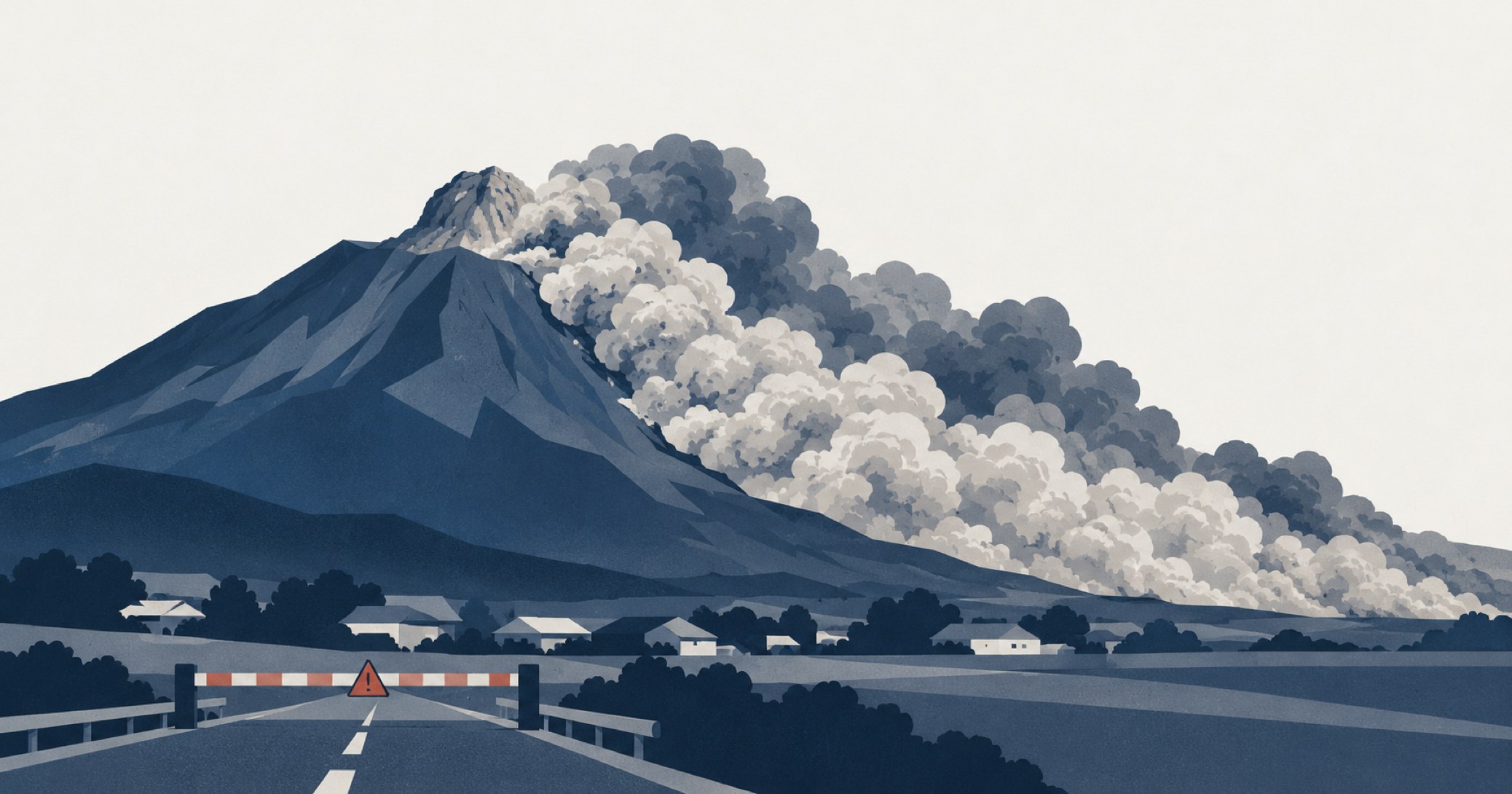 雲仙普賢岳噴火災害（大火砕流）を象徴する概念イラスト