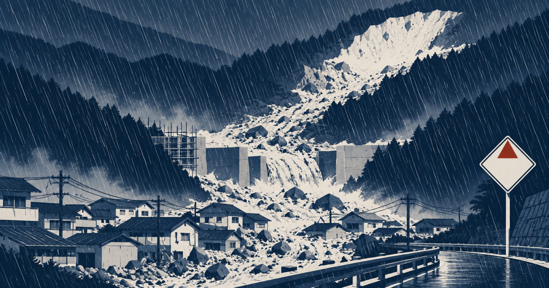 出水市針原地区土石流災害を象徴する概念イラスト