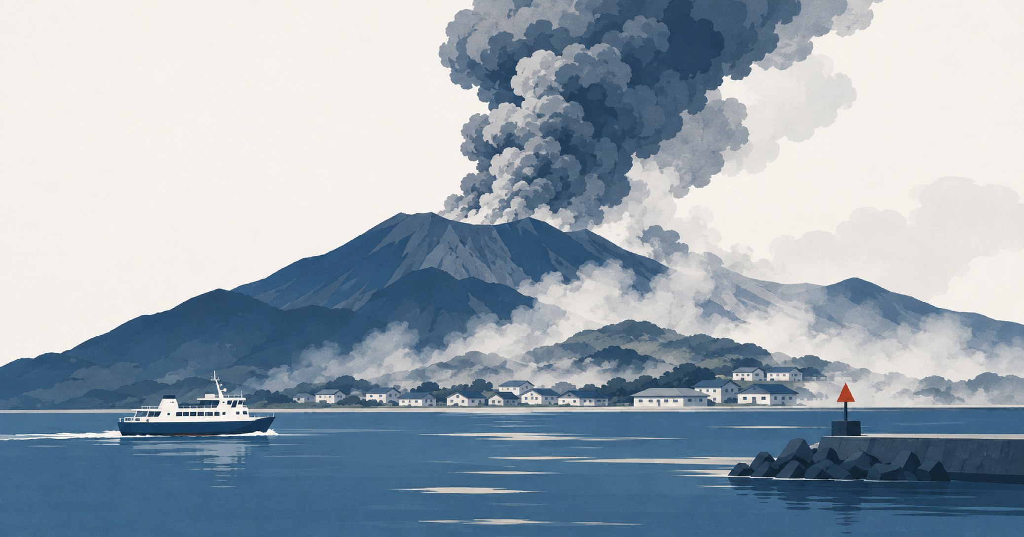三宅島噴火（2000年）を象徴する概念イラスト