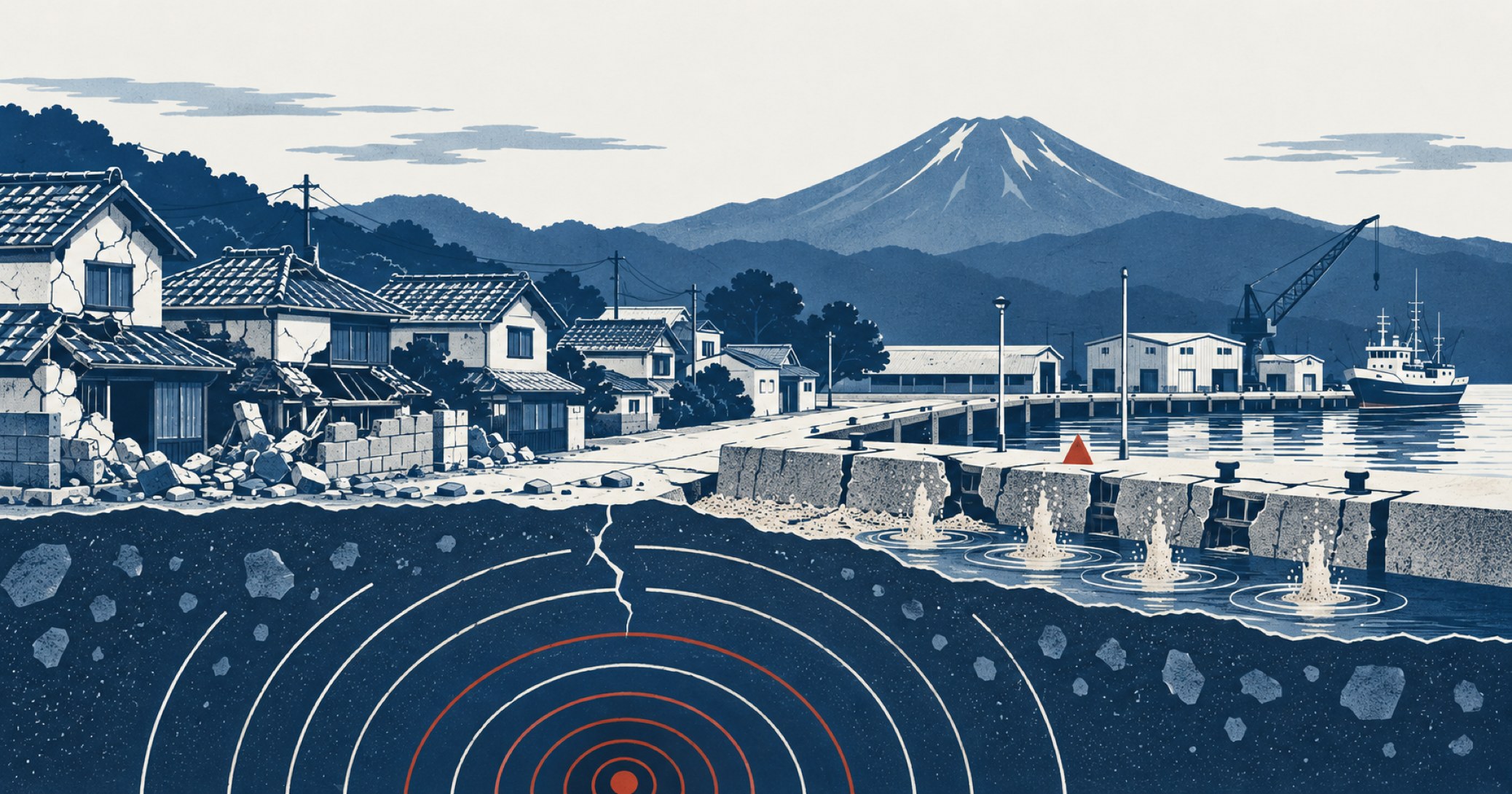 鳥取県西部地震を象徴する概念イラスト