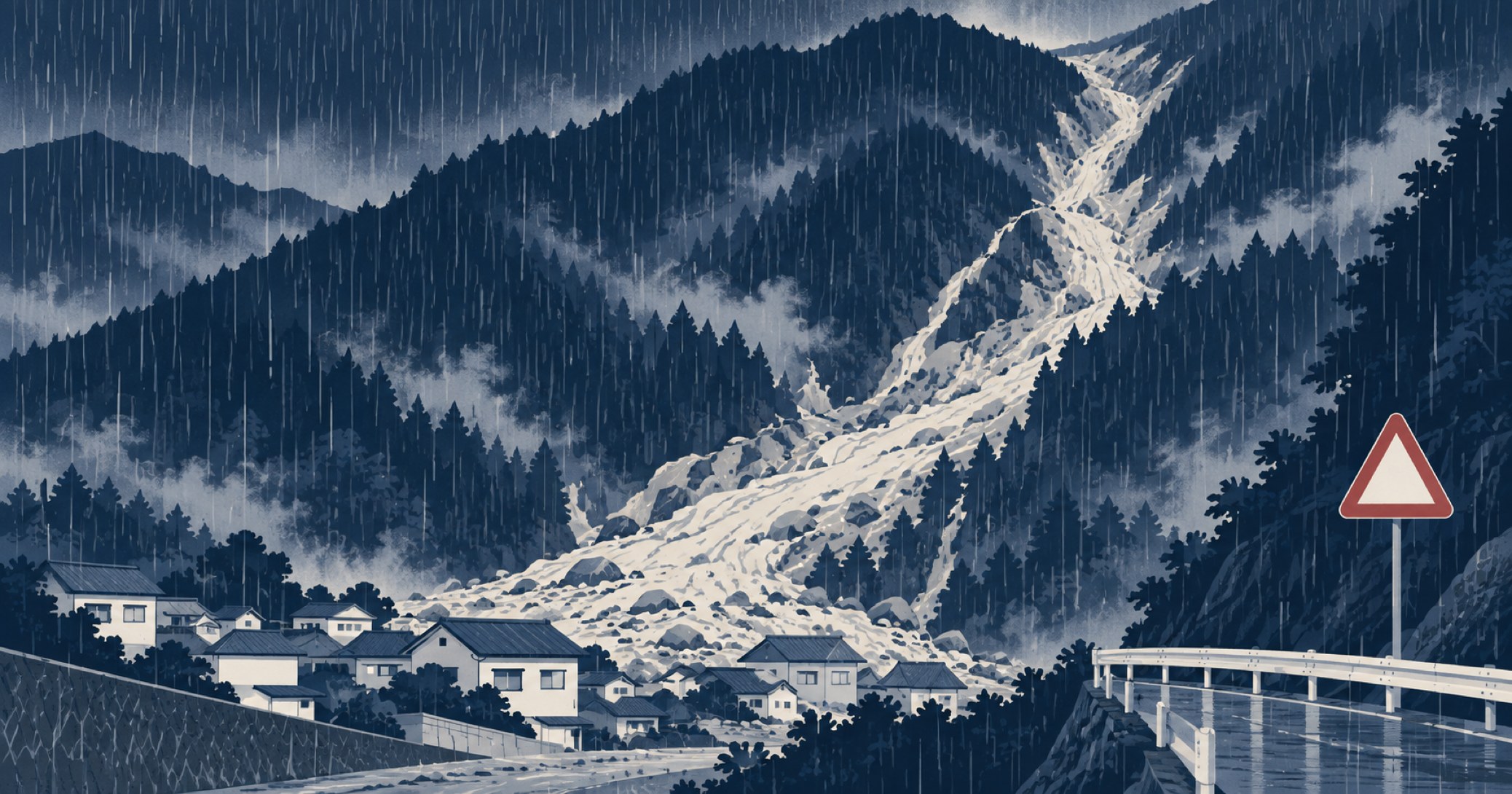 平成15年7月水俣豪雨災害を象徴する概念イラスト
