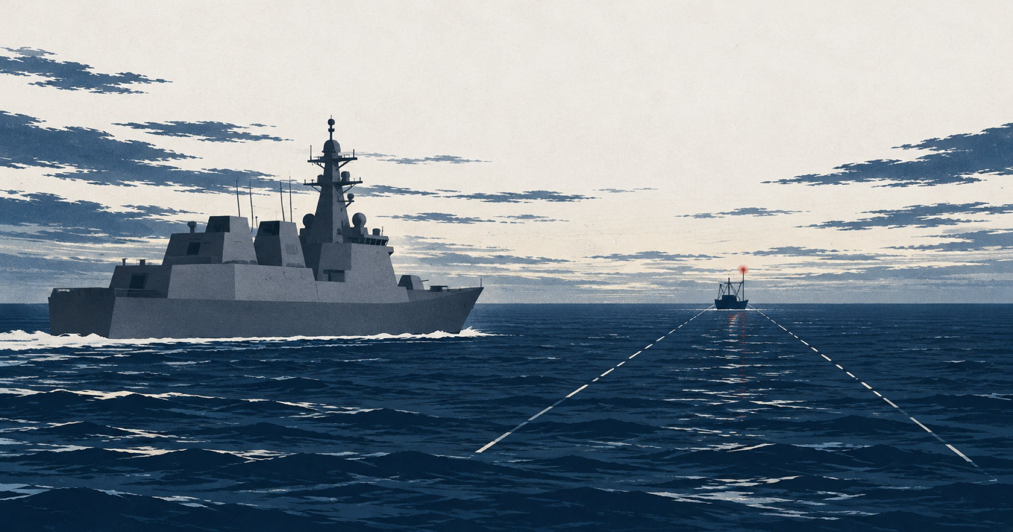 イージス艦衝突事故を象徴する概念イラスト