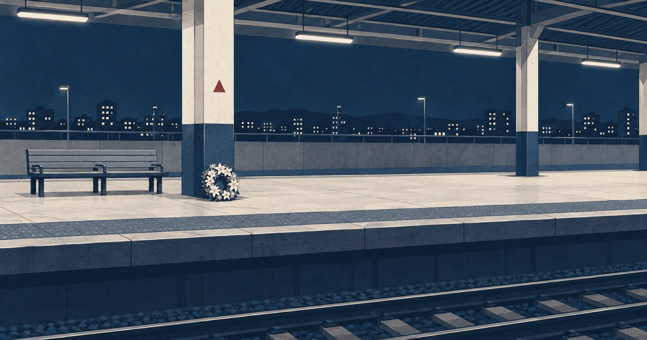 岡山駅突き落とし事件を象徴する概念イラスト