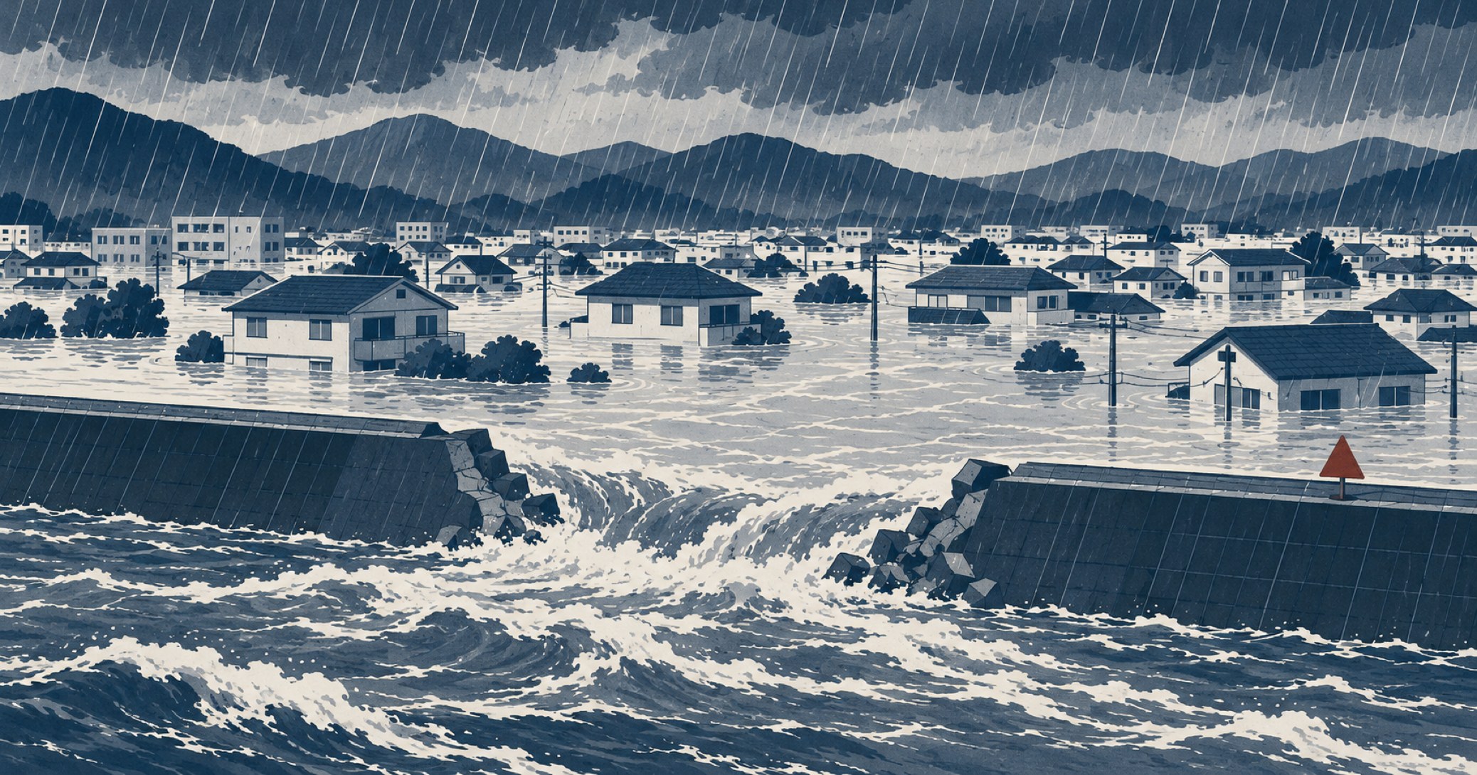 平成30年7月豪雨を象徴する概念イラスト