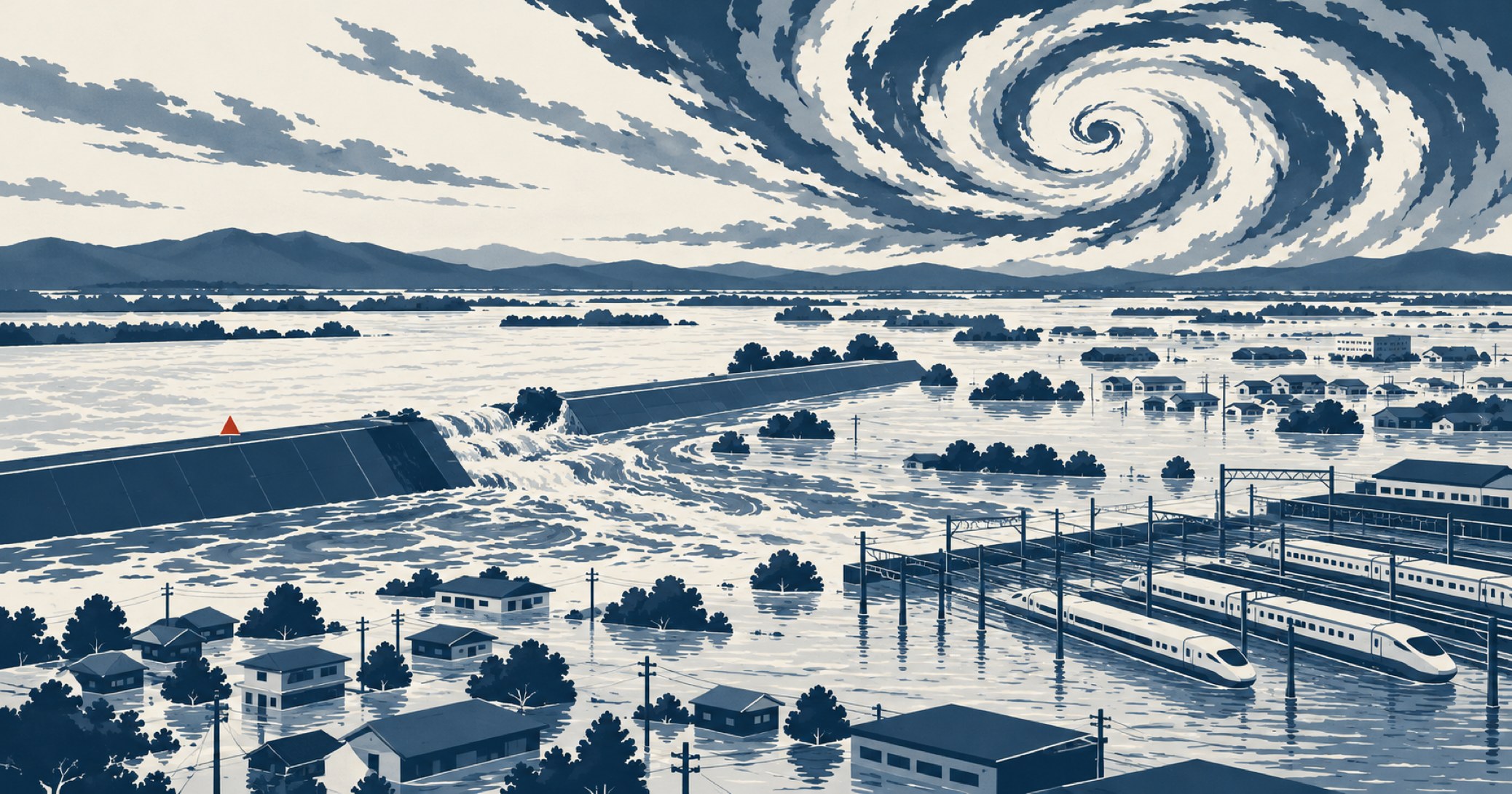 令和元年東日本台風を象徴する概念イラスト