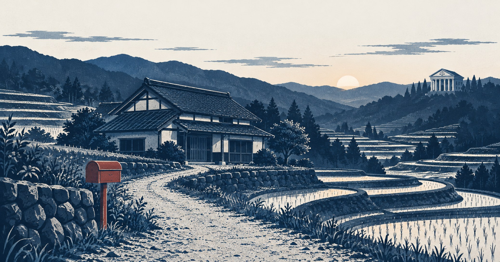 宇佐市親子強盗殺人事件を象徴する概念イラスト