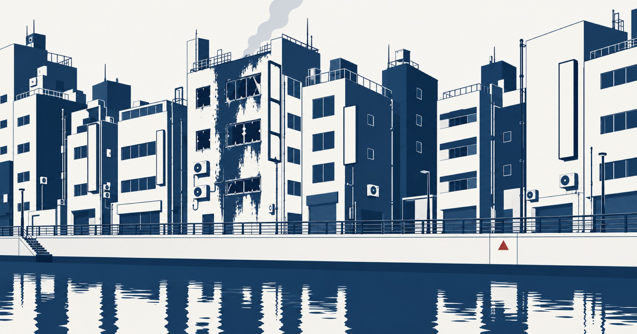 道頓堀ビル火災を象徴する概念イラスト